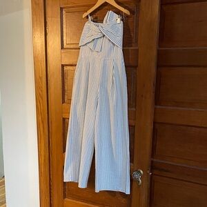 Seersucker Blue and White Jumpsuit